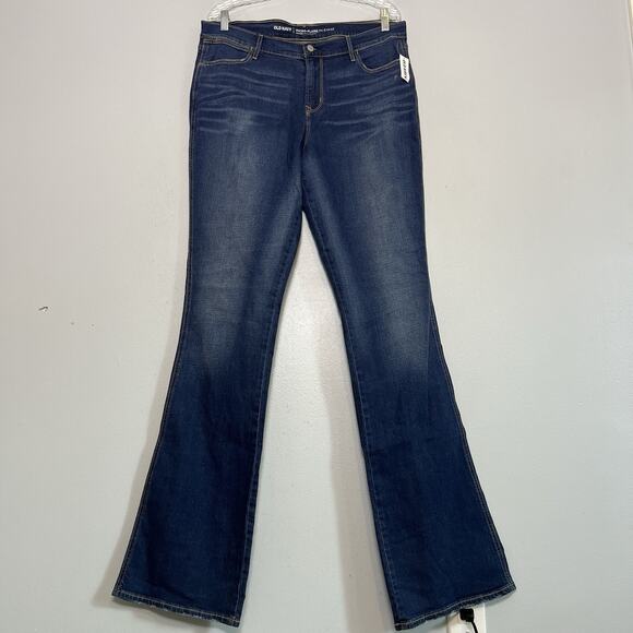 NWT Old Navy Womens Mid Rise Flare Jeans Tall Sz 14 Denim Stretch Blue - Picture 1 of 12